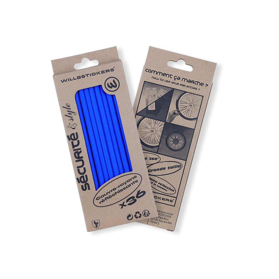 couvre rayons réflecteurs de roue reflective réfléchissant nuit visibilité sécurité vélo bicycle secure 3M bleu