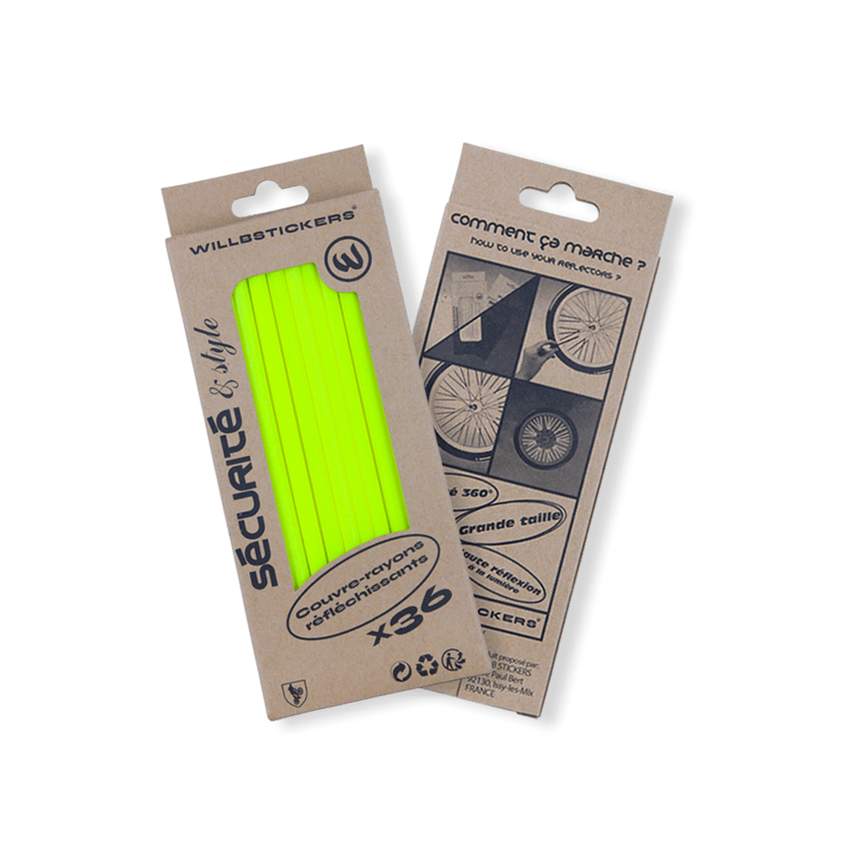 couvre rayons réflecteurs de roue reflective réfléchissant nuit visibilité sécurité vélo bicycle secure 3M jaune