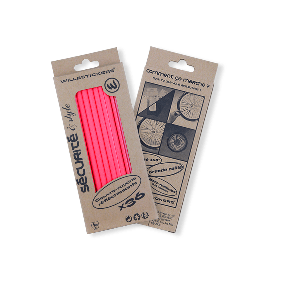 couvre rayons réflecteurs de roue reflective réfléchissant nuit visibilité sécurité vélo bicycle secure 3M rose