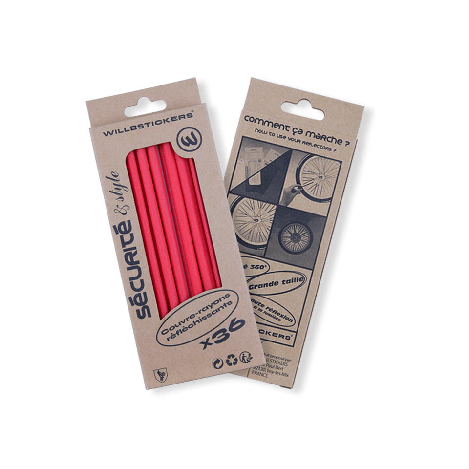 couvre rayons réflecteurs de roue reflective réfléchissant nuit visibilité sécurité vélo bicycle secure 3M rouge