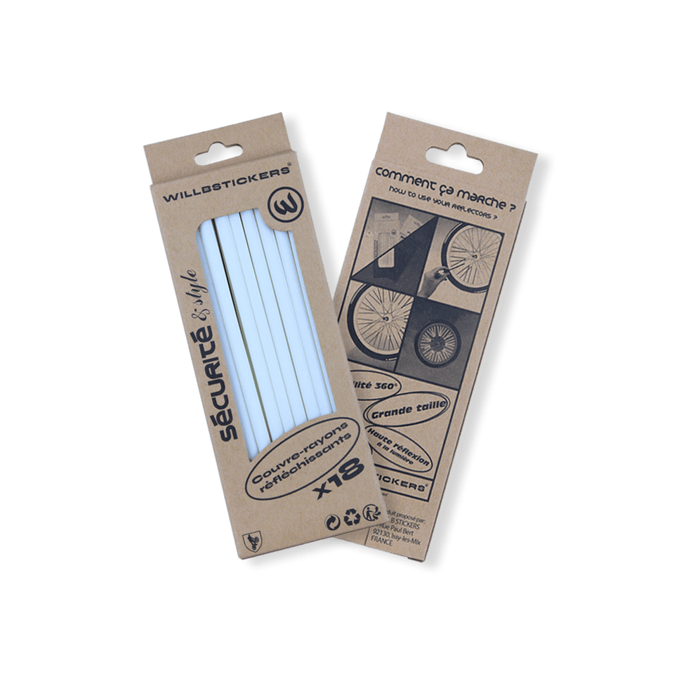 couvre rayons réflecteurs de roue reflective réfléchissant nuit visibilité sécurité vélo bicycle secure 3M blanc