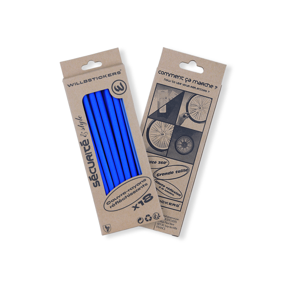 couvre rayons réflecteurs de roue reflective réfléchissant nuit visibilité sécurité vélo bicycle secure 3M bleu