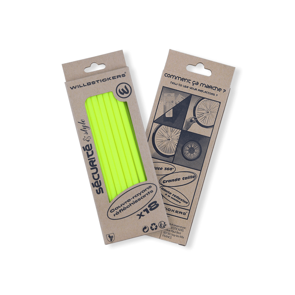 couvre rayons réflecteurs de roue reflective réfléchissant nuit visibilité sécurité vélo bicycle secure 3M jaune