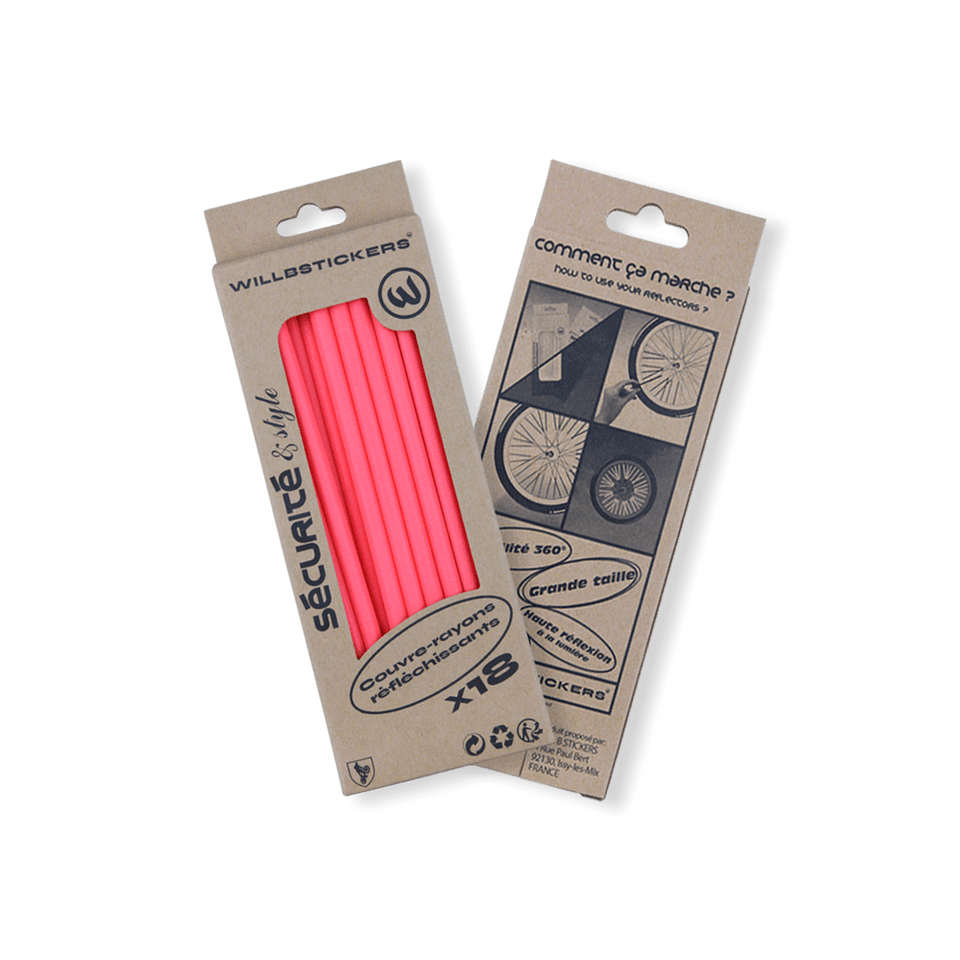 couvre rayons réflecteurs de roue reflective réfléchissant nuit visibilité sécurité vélo bicycle secure 3M rose