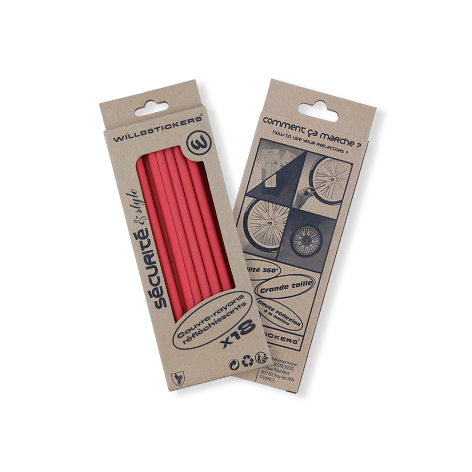 couvre rayons réflecteurs de roue reflective réfléchissant nuit visibilité sécurité vélo bicycle secure 3M rouge